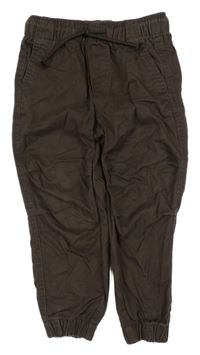 Hnědé plátěné cuff kalhoty H&M
