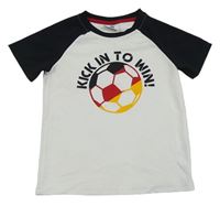 Bílo-černé sportovní tričko s míčem a nápisem Topolino