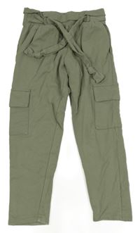 Khaki cargo teplákové kalhoty s páskem Dopodopo