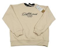 Nové - Béžová mikina s nápisem a límečkem Kiabi