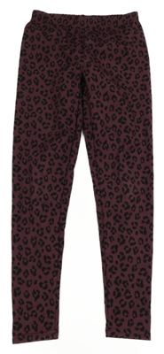 Mahagonovo-černé zateplené legíny s leopardím vzorem Y.F.K.