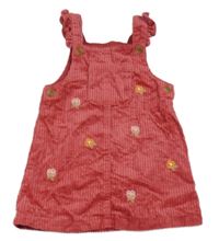 Růžové květované laclové manšestrové šaty s volánky Nutmeg