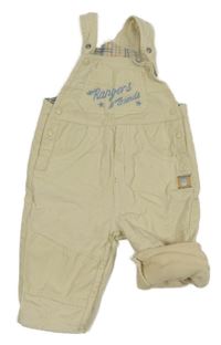 Béžové zateplené laclové manšestráky s nápisem 