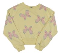 Žlutá crop mikina s motýlky Primark