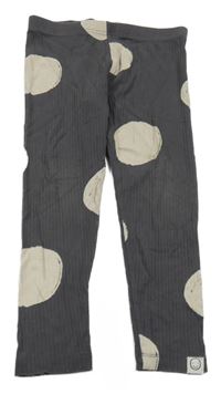 Antracitovo-smetanové žebrované puntíkaté legíny George