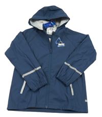 Nové - Tmavomodrá voděodolná jarní bunda s bagrem a kapucí Lupilu