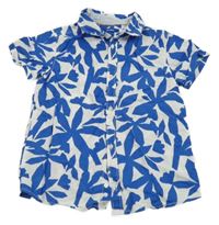 Bílo-tmavomodrá vzorovaná košile Okaidi