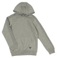 Světlešedá melírovaná mikina s potiskem a kapucí Matalan