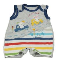 Šedo-barevné laclové kraťasy se zvířátky 