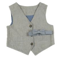 2set - Béžová melírovaná slavnostní vesta + modro-bílý motýlek C&A