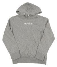 Šedá mikina s logem a kapucí Adidas