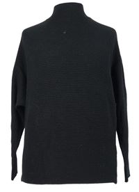 Dámský černý žebrovaný crop svetr se stojáčkem Primark 