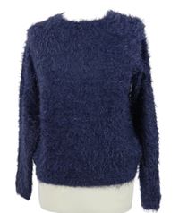 Dámský tmavomodrý chlupatý svetr 