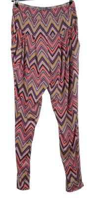 Dámské růžovo-barevné vzorované sportovní legíny 