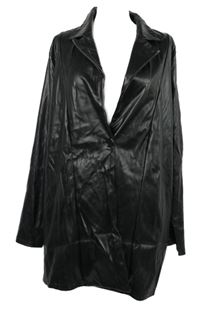 Dámský černý koženkový kabát PrettyLittle Thing