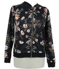 Dámská černá květovaná lehká bunda 