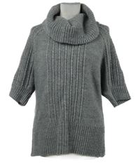 Dámský šedý vzorovaný vlněný svetr s komínovým límcem Wallis