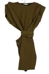 Dámská olivová šatová tunika s průstřihem na boku Zara 