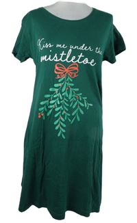 Dámská tmavozelená noční košile s potiskem 