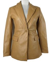 Dámský béžový koženkový kabát Reserved 