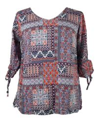 Dámská modro-červená vzorovaná halenka Gina 