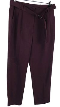 Dámské vínové paper bag kalhoty s páskem George 