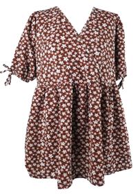 Dámská skořicová kytičkovaná peplum tunika Limited 