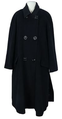 Dámský tmavomodrý vlněný kabát 