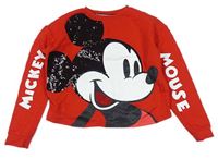 Červená crop mikina s Mickey Mousem Disney