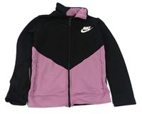 Černo-růžová sportovní propínací mikina s logem Nike