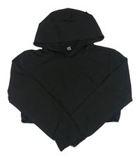 Černá crop mikina s kapucí 