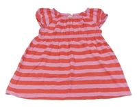Červeno-růžové pruhované bavlněné šaty H&M