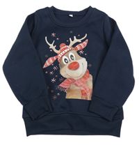 Tmavomodrá mikina se sobem 