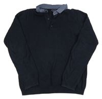 Tmavomodrý lehký svetr s límečkem Next