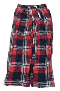 Nové - Tmavomodro-červeno-bílé kostkované pyžamové kalhoty