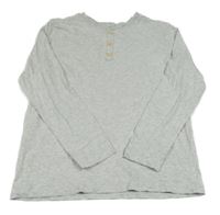 Světlešedé melírované triko s knoflíčky