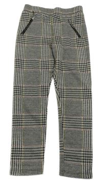 Bílo-černo-barevné vzorované tregíny se zipy Nutmeg