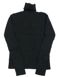 Černý žebrovaný svetr s nápisem a rolákem Jack Wills
