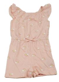 Světlerůžový kraťasový overal s duhou a mráčky Primark