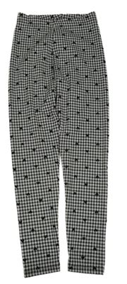 Černo-bílé kostkované legíny se srdíčky Nutmeg