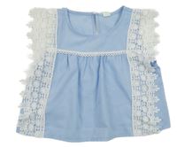 Modro-bílý crop top s madeirou Shein