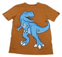 Hnědé tričko s dinosaurem H&M