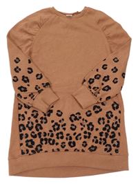 Hnědo-černé leopardí teplákové šaty Next