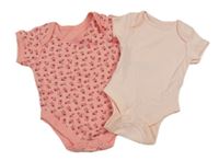 2x body - růžové body s kytičkami + světlerůžové body Primark a Earlydays