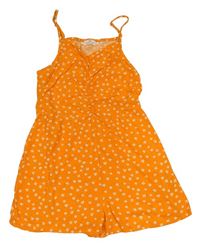 Oranžový kraťasový overal s kytičkami H&M