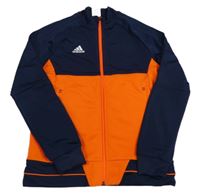 Tmavomodro-oranžová sportovní propínací mikina Adidas