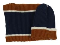 2set - Tmavomodro-medová čepice + nákrčník Primark