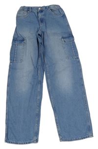 Modré široké rifle s kapsami Only 