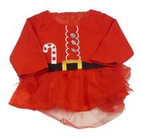 Kostým - Červená flaušová tunika s tylovou sukní - Santa