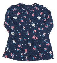 Tmavomodré květované triko C&A